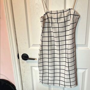 SHEIN Black and White Spaghetti Strap Sheath Dress